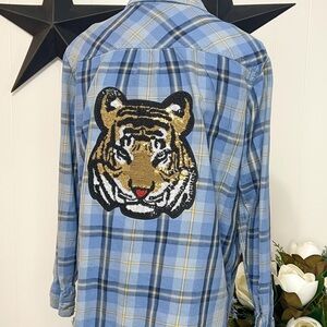 Eddie Bauer Light Blue Plaid Button Down Shirt